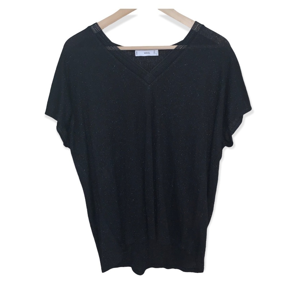 EUC Mango Sparkly black top by